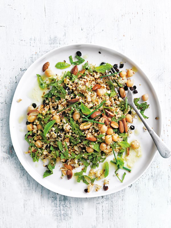 Cumin-roasted cauliflower, chickpea and mint tabouli