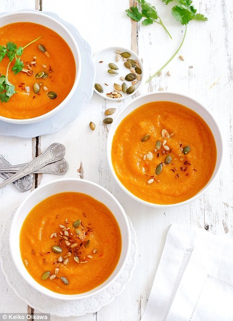 Cumin-spiced carrot and butternut squash soup