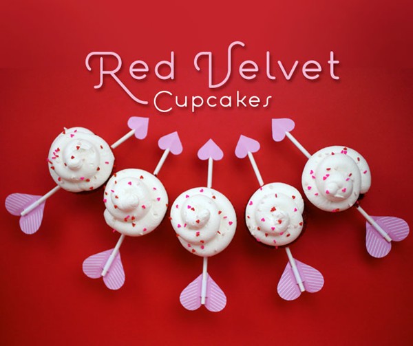 Cupid’s arrow cupcakes