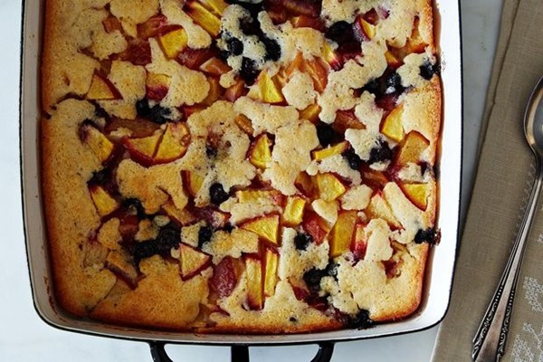 "Cuppa cuppa sticka" peach and blueberry cobbler