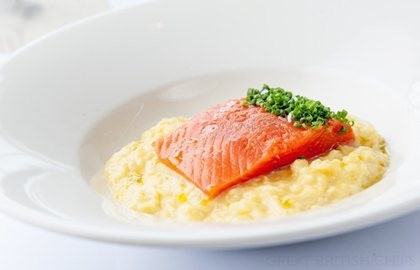 Cured Alaska salmon with scrambled duck eggs