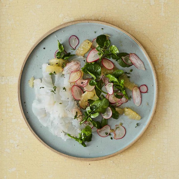 Cured cod with lemon and radish