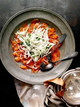 Cured ocean trout with celery and fennel salad