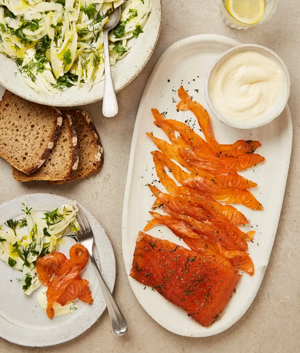 Cured salmon with fennel and preserved lemon