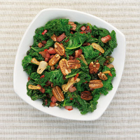 Curly kale with pancetta and pecans 
