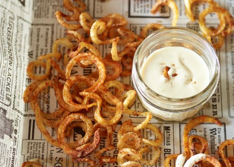 Curly oven French fries with seasoned salt