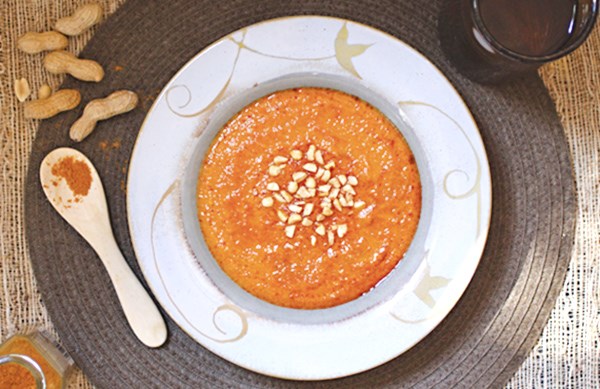 Curried almond sweet potato soup