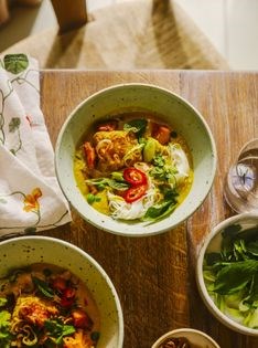 Curried butternut squash & fresh herb noodle soup