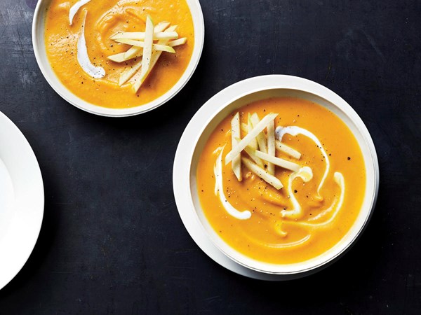Curried butternut squash and apple soup