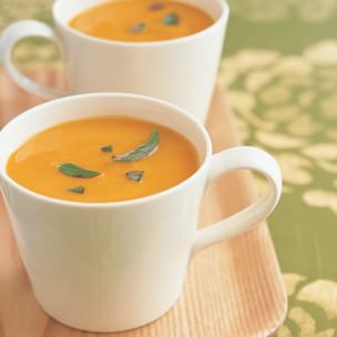 Curried butternut squash soup with coconut and lime