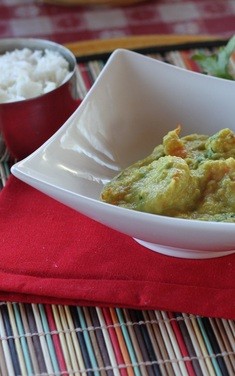 Curried celery sauce with shrimp