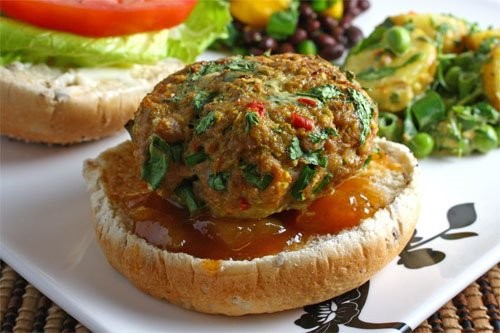 Curried chicken burger