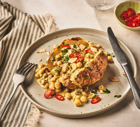 Curried chickpea baked potatoes
