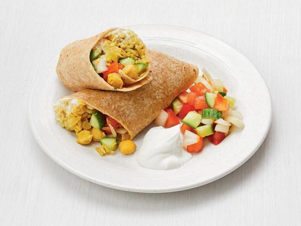 Curried chickpea burritos