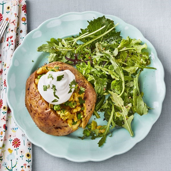 Curried chickpea loaded potatoes