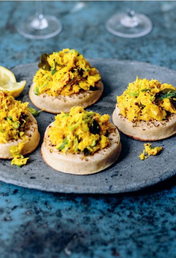 Curried crab on toast