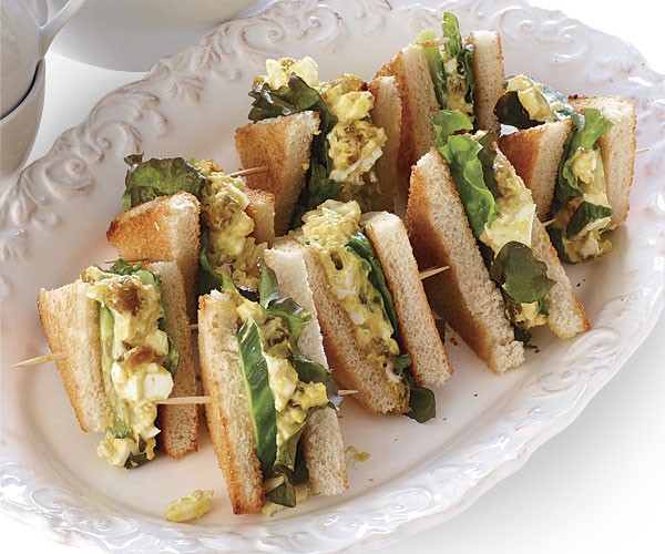 Curried egg salad and cucumber sandwiches