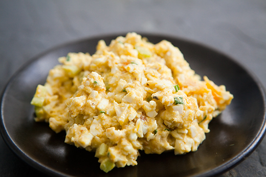 Curried egg salad with mango chutney