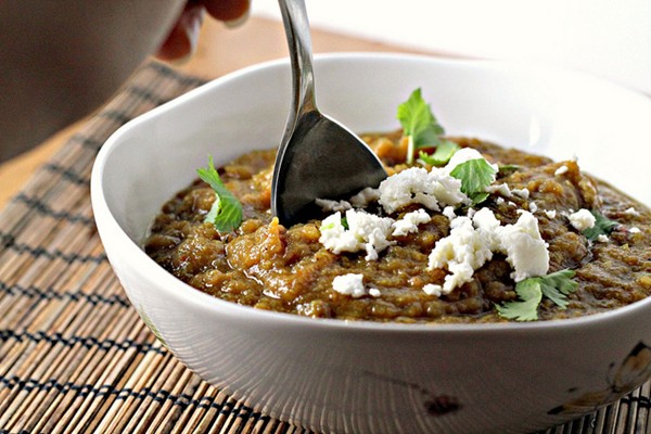 Curried eggplant soup