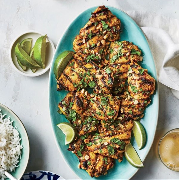 Curried grilled chicken thighs