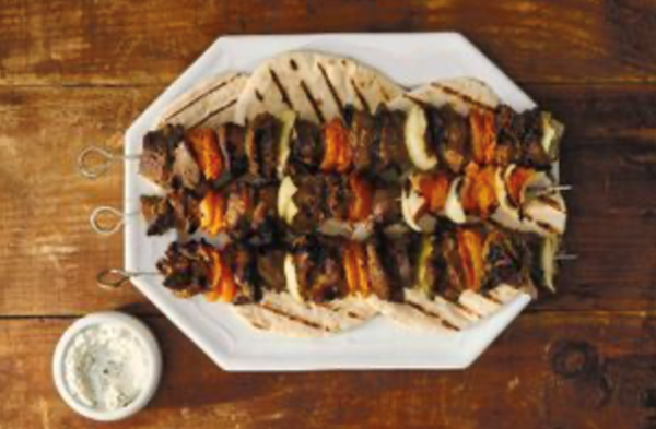 Curried lamb skewers