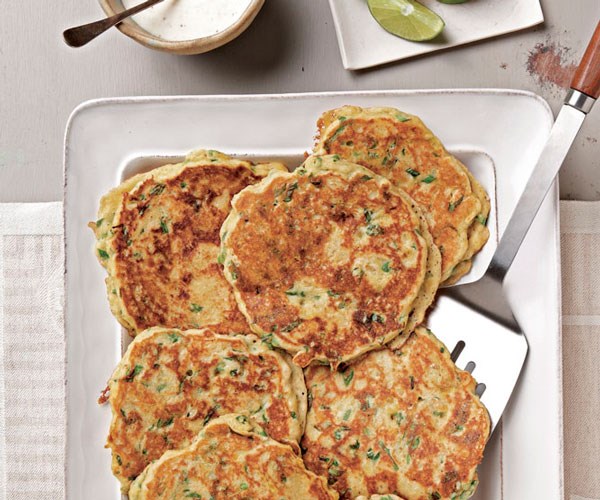 Curried lentil-scallion pancakes