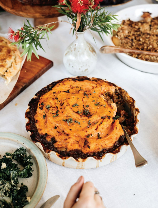 Curried lentil shepherd's pie with sweet potato top