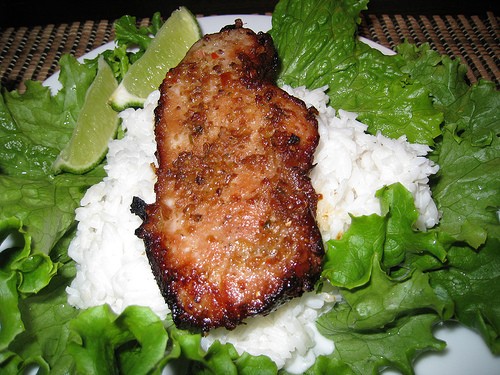 Curried pork chops (Panang moo yang)