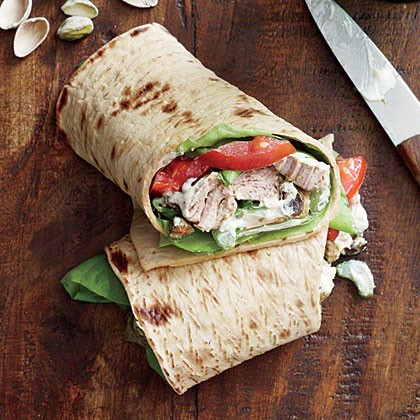 Curried pork salad wraps