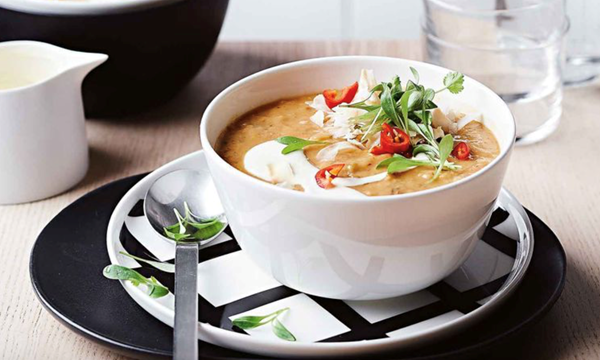 Curried red lentil and coconut soup