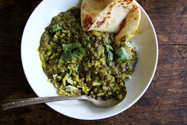 Curried red lentils with coconut milk