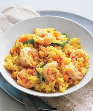 Curried rice with shrimp