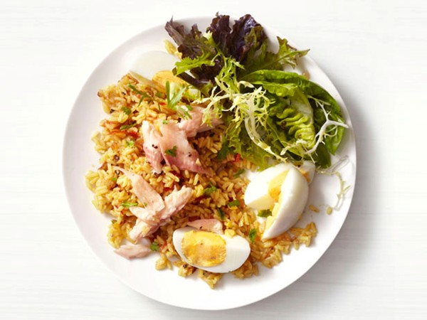 Curried rice with smoked trout