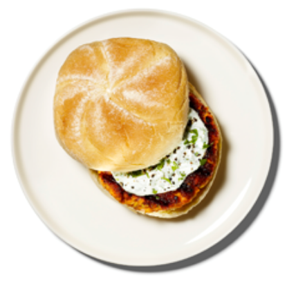 Curried salmon burgers with yogurt sauce
