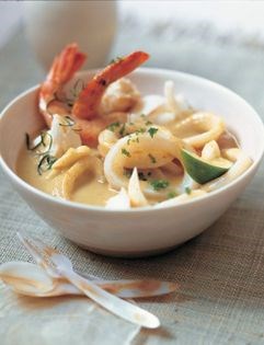 Curried seafood with coconut milk