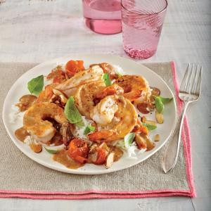 Curried shrimp and melted cherry tomatoes