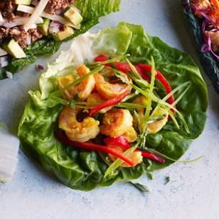 Curried shrimp lettuce wraps