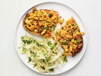 Curried smoked trout toasts
