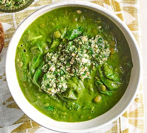 Curried spinach & lentil soup