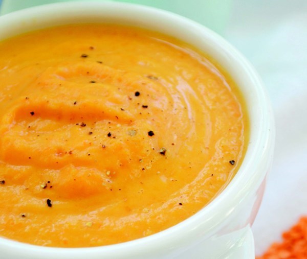 Curried sweet potato, carrot and red lentil [soup] [Julie Van Rosendaal]