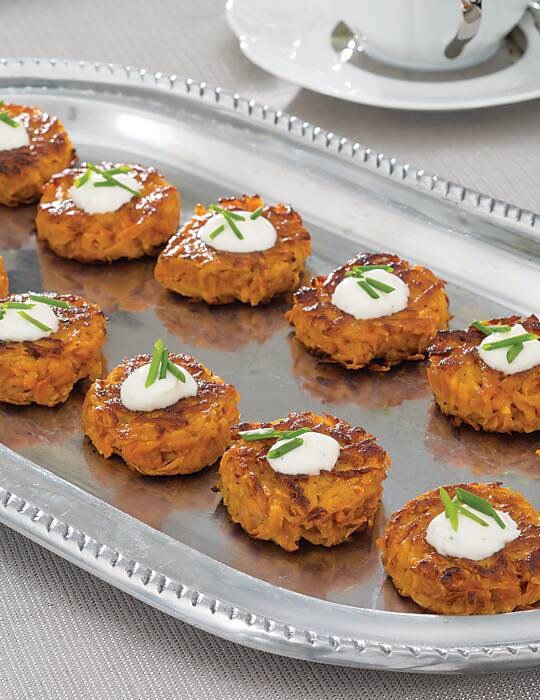 Curried sweet potato latkes