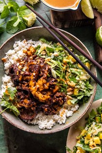 Curried Thai beef with peanut sauce