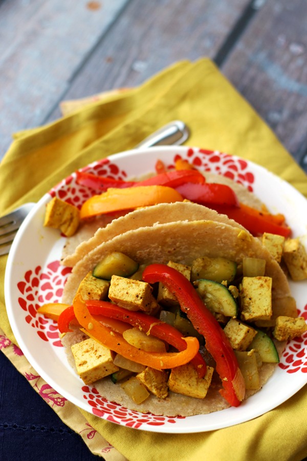Curried tofu scramble tacos