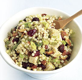Curried turkey and Israeli couscous salad with dried cranberries