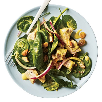 Curried turkey, spinach, and cashew salad