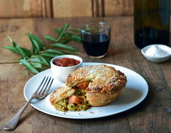 Curried vegetable pies