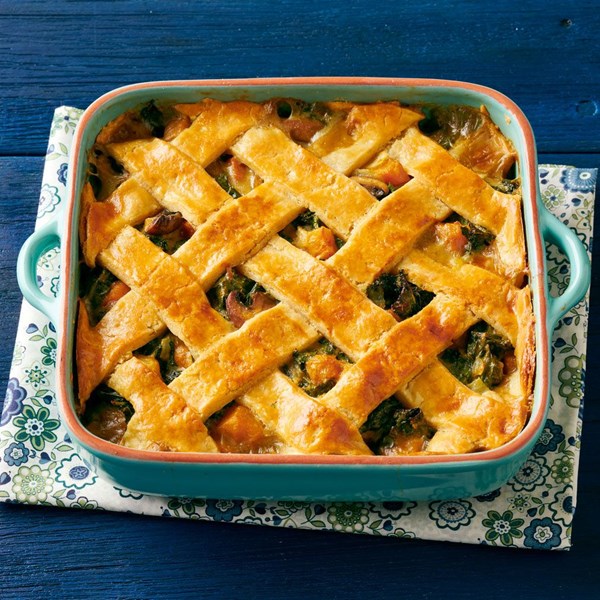 Curried veggie lattice pot pie