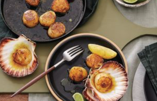 Curry-buttered scallops