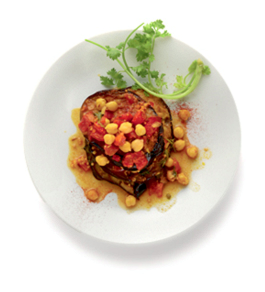 Curry eggplant with chickpeas