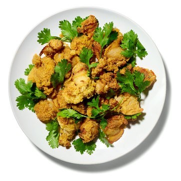 Curry-fried clams with cilantro